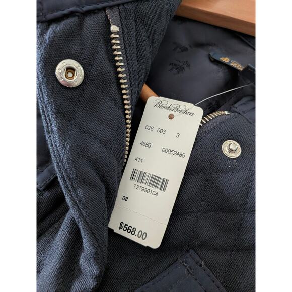 NWT Women's Brooks Brothers Diamond Quilted Jacky Navy Blue Zip Front Sz 8 $568 - Picture 5 of 9
